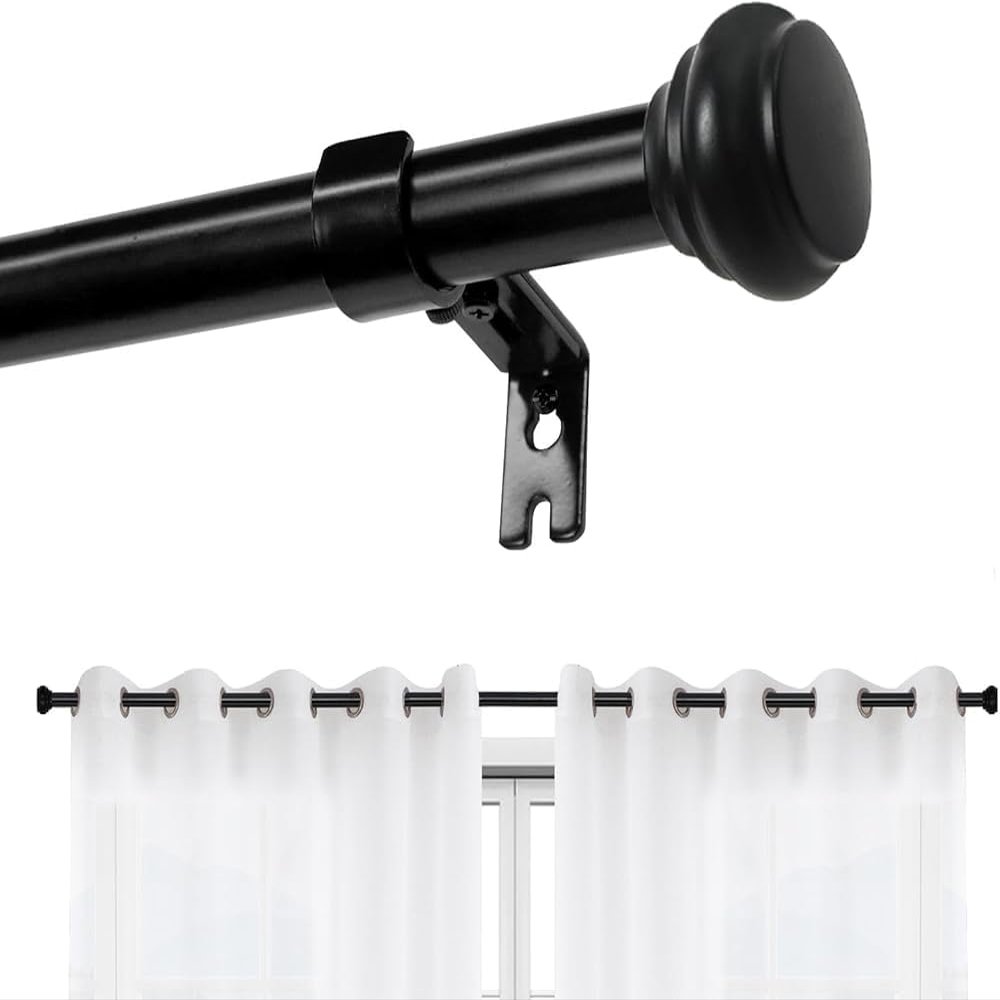 1" Diameter Adjustable Decorative Window Curtain Rod,Curtain Rods For Windows 32 To 88 Inches, With Aluminium Finials For Kitchen Living Room Bedroom Farmhouse(Size:32"-88")