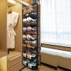 CUXAHO Pull-Out Shoe Rack for Inside the Cabinet,Expanding Shoe Cabinet,Adjustable Height Retractable Metal Vertical Shelf Organizer Space Saving Storage(Black,D24IN_4 Tier) view 1