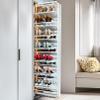 CUXAHO Pull-Out Shoe Rack for Inside The Cabinet,Expanding Shoe Cabinet,Adjustable Height Retractable Metal Vertical Shelf Organizer Space Saving Storage(White,D32.7IN_9 Tier) view 1