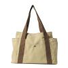 Baseic Womens Canvas Tote Bag Large Cotton Shoulder Handbag with Multiple Pockets, Reusable Casual Shopping Bag for Daily Use (Khaki) view 1