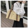 Baseic Womens Canvas Tote Bag Large Cotton Shoulder Handbag with Multiple Pockets, Reusable Casual Shopping Bag for Daily Use (Khaki) view 2