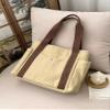 Baseic Womens Canvas Tote Bag Large Cotton Shoulder Handbag with Multiple Pockets, Reusable Casual Shopping Bag for Daily Use (Khaki) view 3