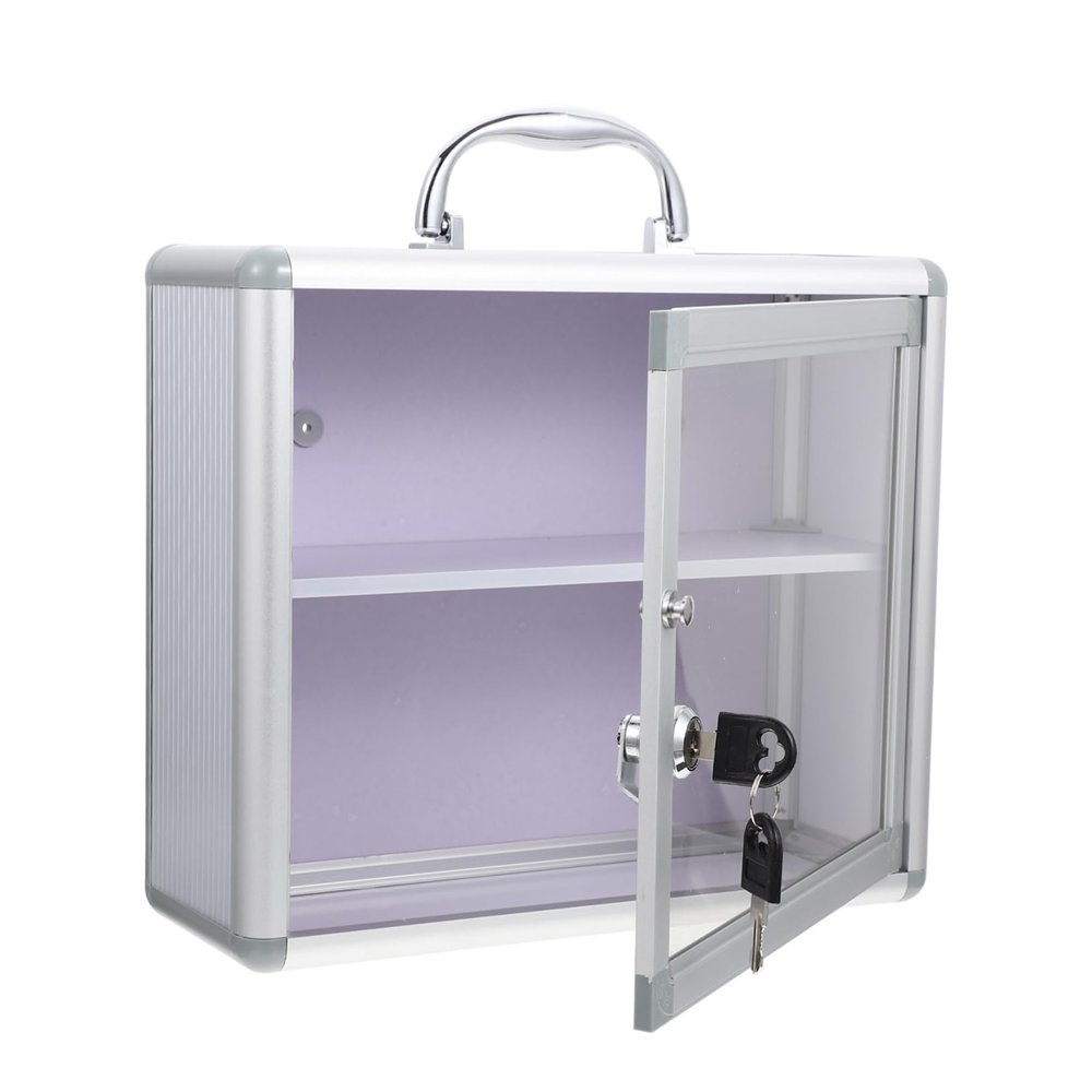 Ipetboom 1Set Wall Mounted Locking Medicine Box Convenient Storage Case with Capacity Durable Design for Home Outdoor Use for Family Aid