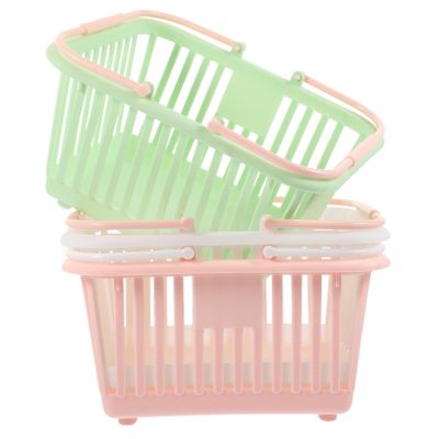 BESTYASH 3Pcs Handheld Pastel Plastic Storage Baskets Sundries Organizer with Open Design for Fruits Vegetables Convenient Home Storage
