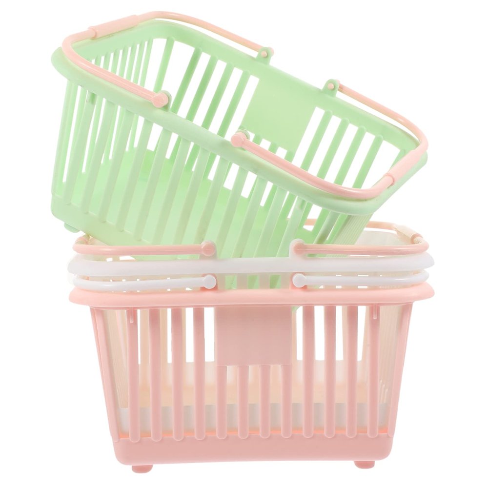 BESTYASH 3Pcs Handheld Pastel Plastic Storage Baskets Sundries Organizer with Open Design for Fruits Vegetables Convenient Home Storage