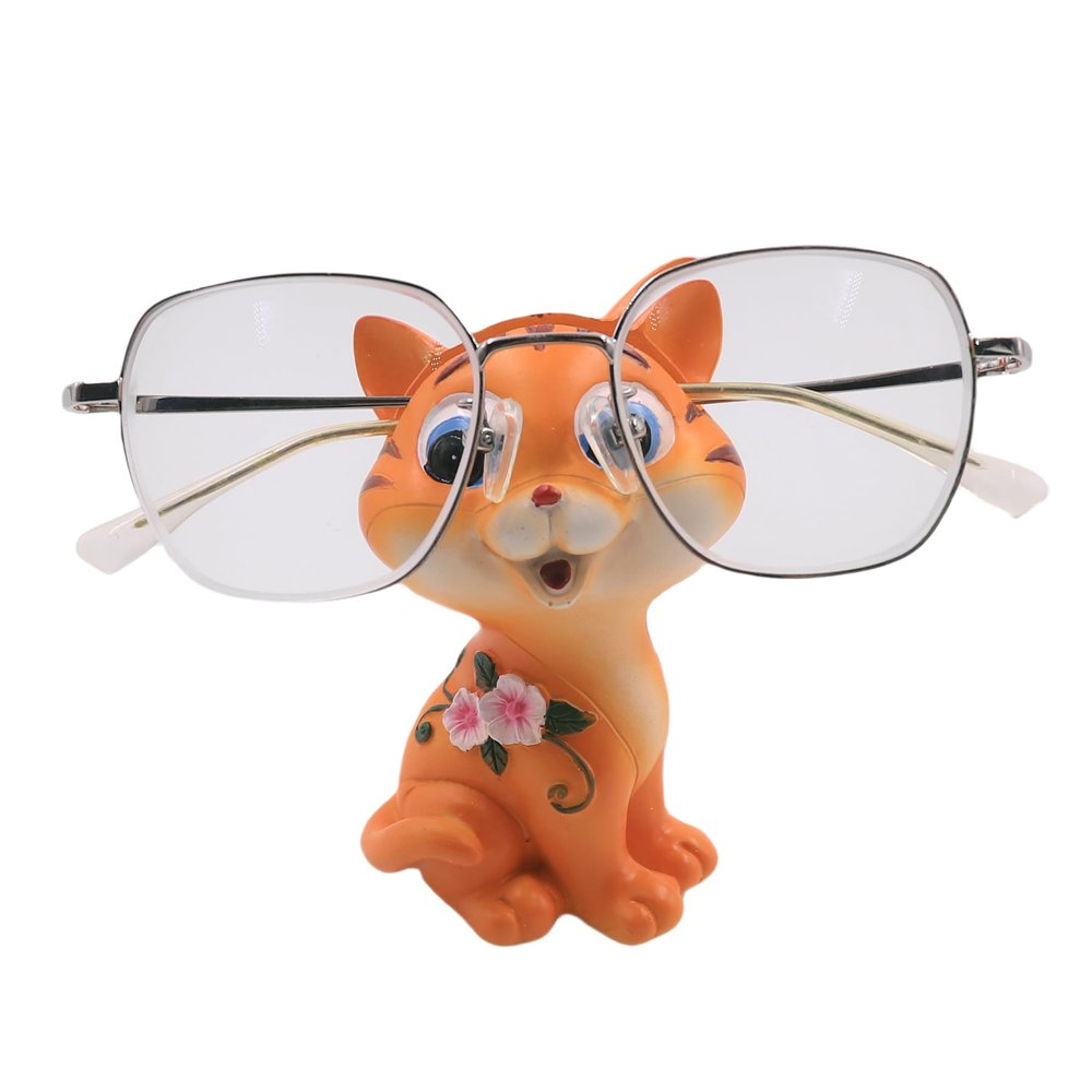 Cute Cat Resin Sunglasses Eyeglass Holder Spectacles Display Stand Glasses Accessories for Home Office Decor,Orange