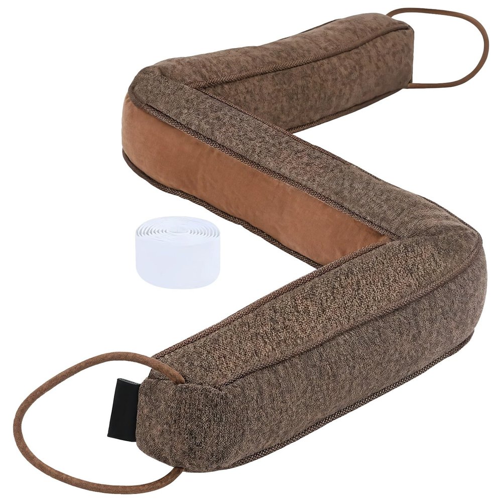 36.2 Brown L-Shaped Door Draft Stopper, Sand Weighted, Pp Cotton, Fits 32 Doors, Prevents Heat Loss & Noise