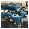 TTXNJKBF Four Piece Bedding Set Milk Cashmere Bedding Sets linens Duvet Cover Flat/Fitted Sheet Pillowcase 4pcs Bed Four Pieces Set(D,Queen Size 4pcs) view 4