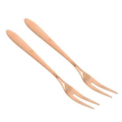 Cabilock 2Pcs Rose Gold Stainless Steel Fruit Fork Set Cake Forks for Children Useful and Delicate Kitchen Utensils for Serving Fruits and Desserts