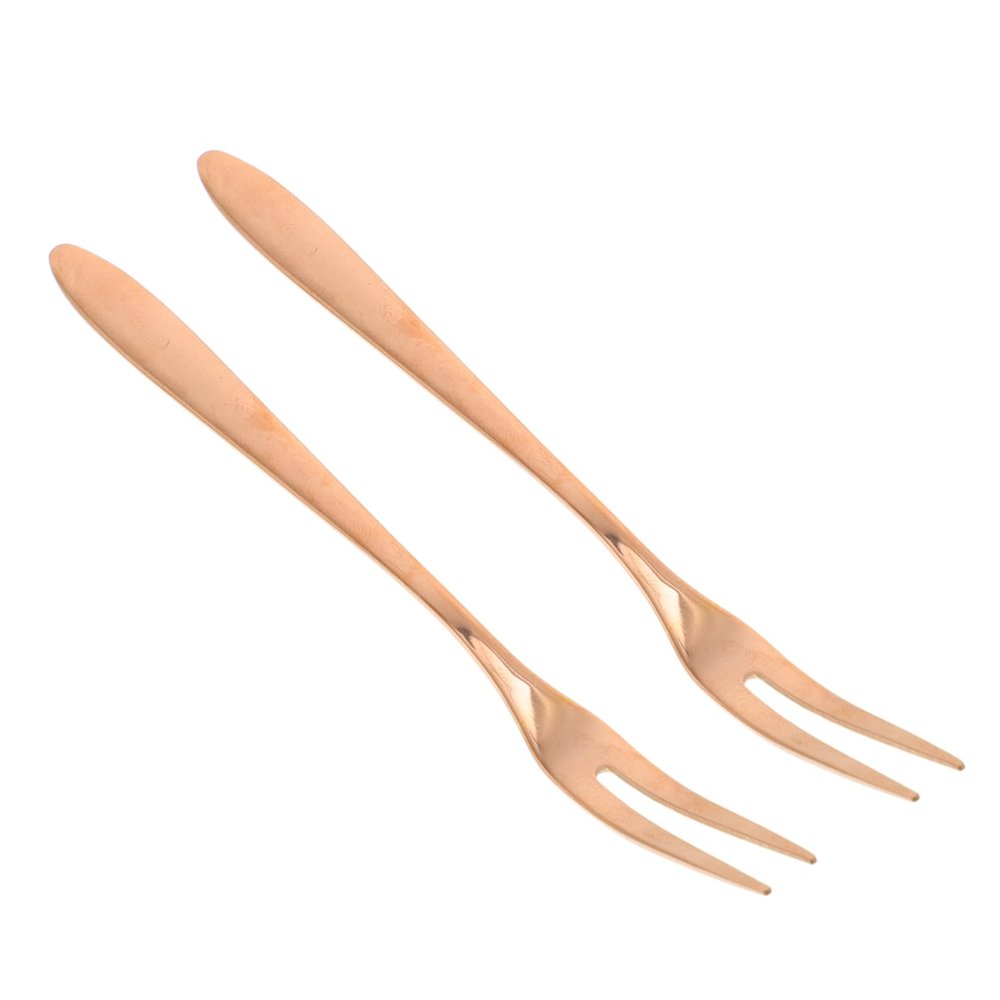 Cabilock 2Pcs Rose Gold Stainless Steel Fruit Fork Set Cake Forks for Children Useful and Delicate Kitchen Utensils for Serving Fruits and Desserts
