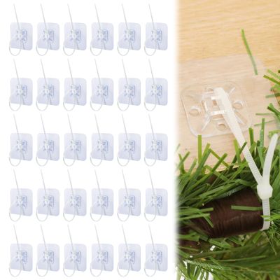 LemonRoad 30 Pcs Garland Hooks for Mantle Fireplace Hooks for Stockings Self Adhesive Adjustable Stocking with Cable Ties Fireplace Window Christmas Garland Wreath Decorations(Clear)