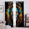 Skull Wearing Headphones Darkening Printed Drapes 2 Panels 84"L x 42"W Colorful Skull Image Pattern Blackout Curtains Grommet Thermal Insulated Window Curtain for Bedroom Living Room Windows view 1
