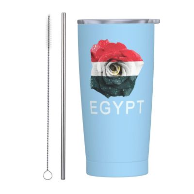 The Rose-Shaped Egypt Egyptian Flag 20oz Tumbler Bulk With Lid And Straw, Stainless Steel Vacuum Insulated Tumbler, Double Wall Coffee Cup Travel Mug, Stainless Steel Mug