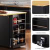 BEDGJH 53inch Kitchen Island Cart with Drop Leaf, Power Outlet & Door Storage, 5-Wheel Rolling Kitchen Cart with 5 Open Racks for Dining Room (Black) view 4