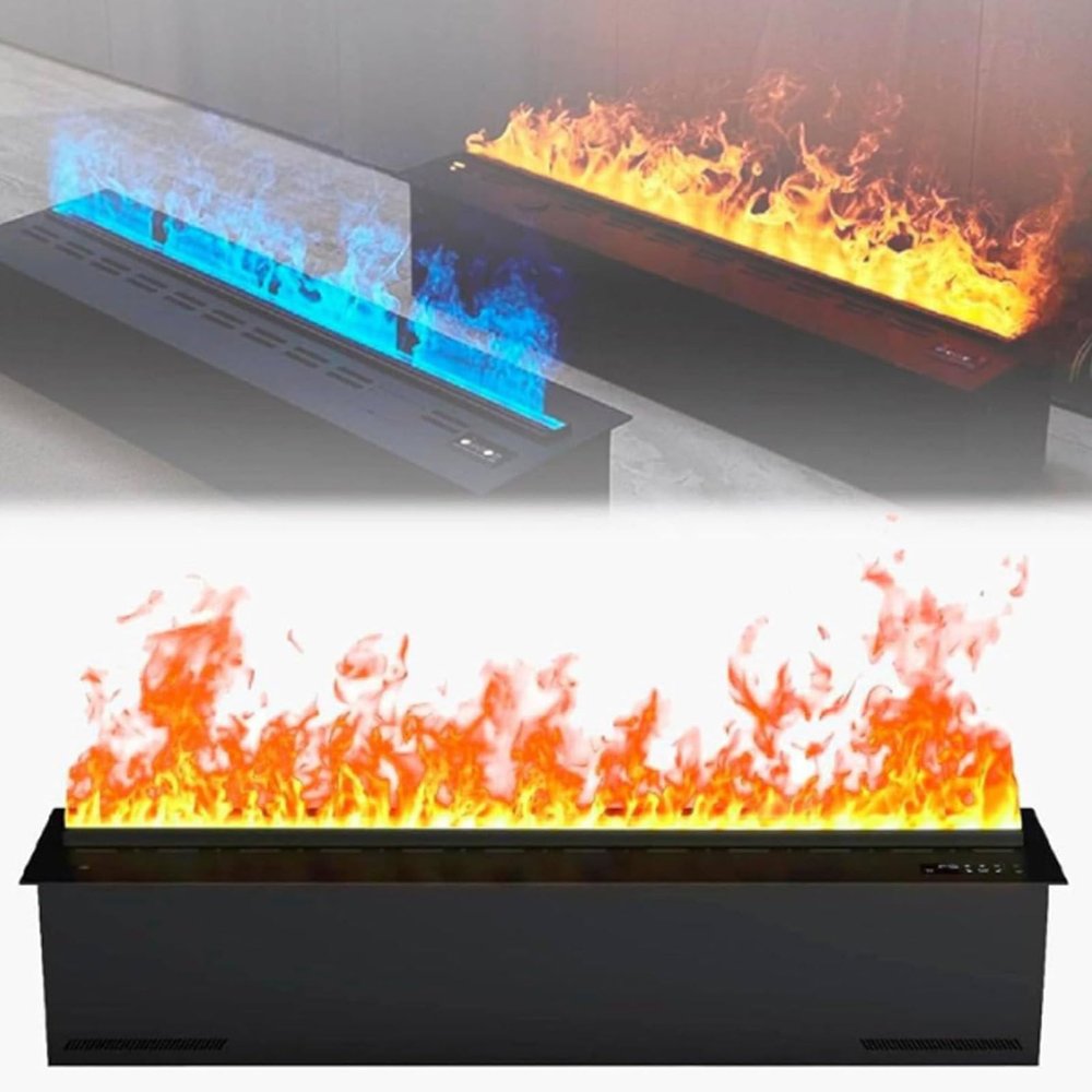 Atomized Fireplace, 3D Water Vapor Electric Fireplace with Adjustable Multicolor Flame Colors, Automatic Water Filling, App, Remote, Touch Control, 3mm Ultra-thin Panel,1200mm