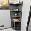 Corner Curio Cabinet White Grey Corner Display Cabinets with Glass Doors for Living Room, 200cm Tall Curio Business Figures Storage Case w/ LED Light, Assemble Required(Grey+black,40cm/16in width) view 1