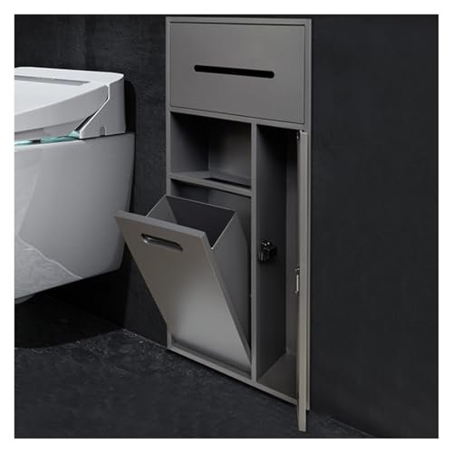 304 Stainless Steel Bathroom Niche, Hidden Trash Can Cabinet, Embedded Toilet Roll Holder, Toilet Brush Storage Rack for Bedroom Office Kitchen