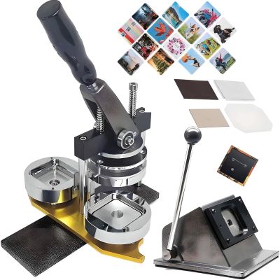2 * 2in Square Magnet Maker Machine, Fridge Magnet Making Machine Kit, DIY Photo Badge Button Refrigerator Sticker, Maker Machine with 100 Sets of Consumables(Machine Set+100pcs Consumables)