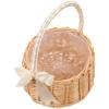 PRETYZOOM Handwoven Rattan Flower Basket Bow Handles Rustic Storage Basket Natural Wicker Flower Holder for Weddings Easter and Home Decor view 1