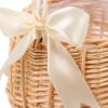 PRETYZOOM Handwoven Rattan Flower Basket Bow Handles Rustic Storage Basket Natural Wicker Flower Holder for Weddings Easter and Home Decor view 4