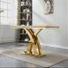 68.11" White&Gold Marble Dining Table with 4 Beige Velvet Dining Chairs, Luxury Faux Marble Dining Table Set for 4, Dining Room Table and Chairs Set, Modern 5 Piece Dining Set for Kitchen Dining view 4