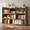 3/4-Tier Wooden Horizontal Bookshelf, Open Shelf Low Bookcase, Floor Standing Expandable Wide Bookcase, Freestanding Foldable Bookshelf for Home, Office, Small Spaces, Corners(Brown,43.3''x6.7''x31.5' view 1