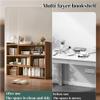 3/4-Tier Wooden Horizontal Bookshelf, Open Shelf Low Bookcase, Floor Standing Expandable Wide Bookcase, Freestanding Foldable Bookshelf for Home, Office, Small Spaces, Corners(Brown,43.3''x6.7''x31.5' view 3