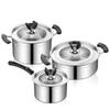 3-Piece Pot Set Stainless Steel Soup Pot Wok hot Milk Pot with Non-scalding Handle Non-Stick Pot with Tempered Glass lid Induction Suitable for a Variety of Gas view 1