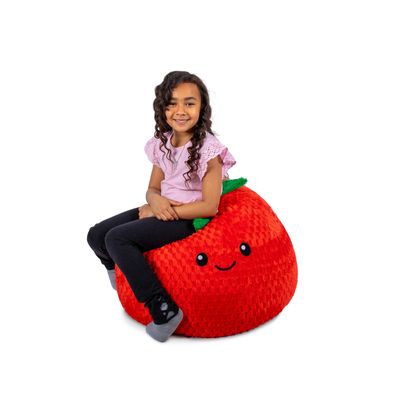 Big Joe Strawberry PlushiPals Super Soft Bean Bag Chair for Kids, Ultra-Soft Plush Polyester Blend, 2.5 feet Refillable