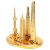 HERCHR Architecture Model,Tower Statue Shanghai Building Collection Building Architecture Oriental Pearl Tower Global Financial Center Souvenir Home Decor (Golden - Small) view 1