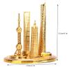 HERCHR Architecture Model,Tower Statue Shanghai Building Collection Building Architecture Oriental Pearl Tower Global Financial Center Souvenir Home Decor (Golden - Small) view 2