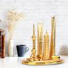 HERCHR Architecture Model,Tower Statue Shanghai Building Collection Building Architecture Oriental Pearl Tower Global Financial Center Souvenir Home Decor (Golden - Small) view 3