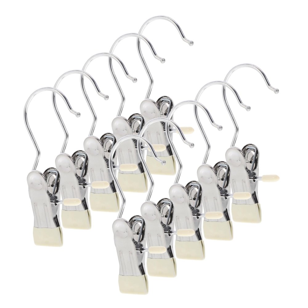 ABOOFAN 10pcs Non-Slip Pants Clips Soft PVC Heads Stainless Steel Hangers for Hanging Clothes Photos and Towels for Closet Organization and Drying