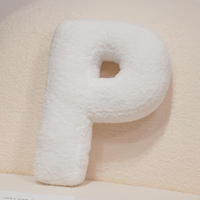 15inch Cute Letter Pillow, Soft Plush Letter Decorative Pillows Pillows for Living Room Sofa Couch Bed Car Decoration (White-P,Standard)