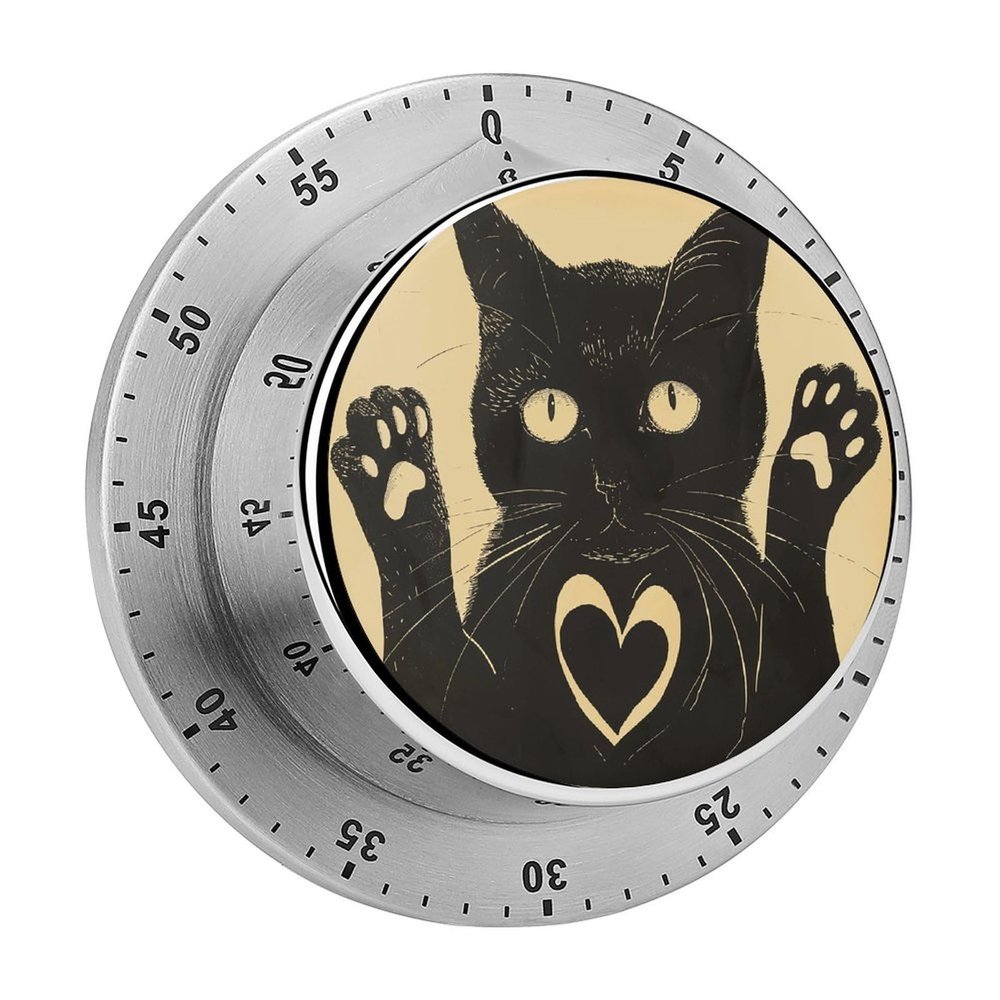 Black Cat Kitchen Timers for Cooking 60 Minute Wind Up Timer Visual Mechanical Timer with Loud Alarm, No Batteries Required, Magnetic Backing, Manual Countdown Timers for Classroom Gym