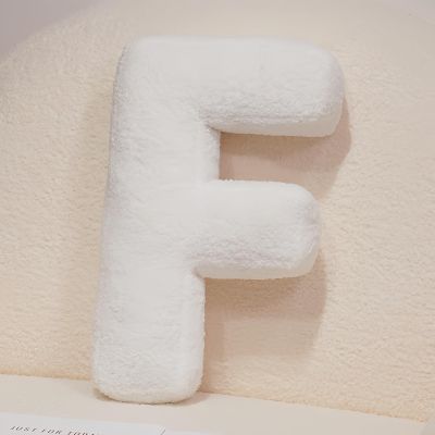 15inch Cute Letter Pillow, Soft Plush Letter Decorative Pillows Pillows for Room Sofa (White-F,Standard)