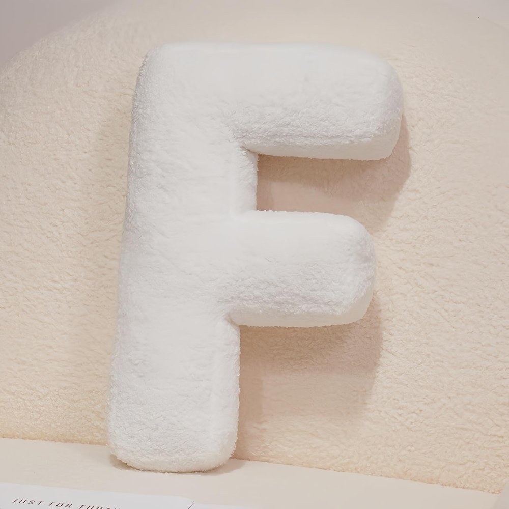 15inch Cute Letter Pillow, Soft Plush Letter Decorative Pillows Pillows for Room Sofa (White-F,Standard)