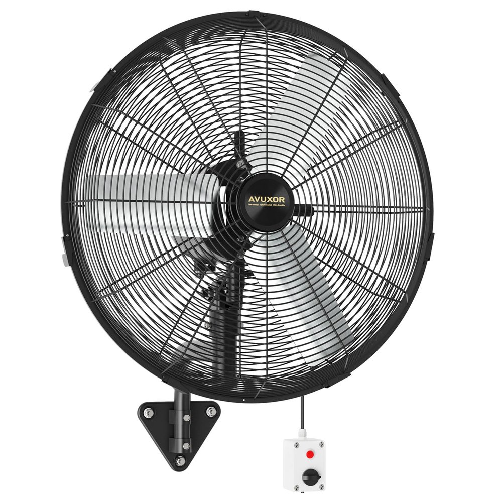 24'' Outdoor Wall Mount Fan, 4 Speed Oscillating Wall Fan with All Sealed Brushless DC Motor, Heavy Duty Industrial Fans, Waterproof Fans for Patios, House, Garage, Commercial, Warehouse, Factory
