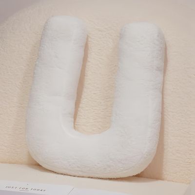 15inch Cute Letter Pillow, Soft Plush Letter Decorative Pillows Pillows for Room Sofa (White-U,Standard)