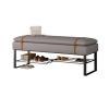 LICONG-2019 End Stool Bedside Bench with Shoe Rack, Modern Upholstered Bedroom Benches Footrest Stool Indoor Bench for Entryway Living Room Bedroom Dining Room Long Bench(Gris) view 1