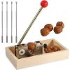byepica Heavy Duty Nut Cracker with Wooden Stand, Adjustable Lever, Red Ball Handle, Includes 4 Picks view 1