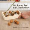 byepica Heavy Duty Nut Cracker with Wooden Stand, Adjustable Lever, Red Ball Handle, Includes 4 Picks view 4