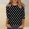 3/4 Length Sleeve Womens Tops Crew Neck Cotton Casual Polka Dot Loose Fit Three Quarter Plus Size Cozy Tunics to Wear with Leggings Summer Blouses 2025 Oversized Shirts for Women view 4