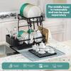 3 Tier Dish Racks for Kitchen Counter - Automatic Drainage Large Dish Drying Rack - Rust Proof Dish Drainers for Kitchen Counter - Escurridor de Platos-Black view 3