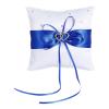 Psyqtsuary Ring Bearer Pillow, Heart Diamond Ring Cushion, Wedding Rings Pillow Blue Rings Holder for Wedding Party Weddings Ceremony Proposal view 1