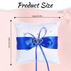 Psyqtsuary Ring Bearer Pillow, Heart Diamond Ring Cushion, Wedding Rings Pillow Blue Rings Holder for Wedding Party Weddings Ceremony Proposal view 2