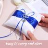 Psyqtsuary Ring Bearer Pillow, Heart Diamond Ring Cushion, Wedding Rings Pillow Blue Rings Holder for Wedding Party Weddings Ceremony Proposal view 4