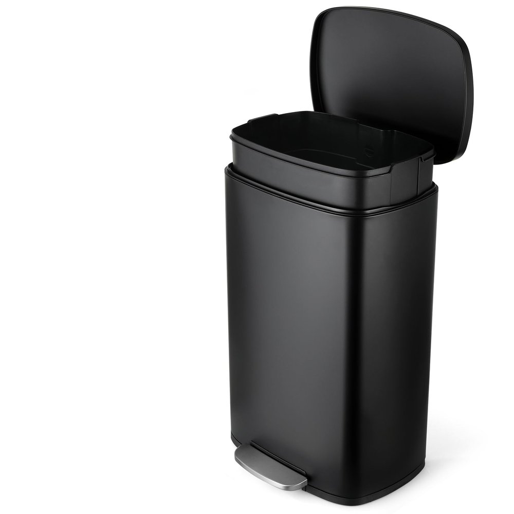 13.2 Gal Kitchen Trash Can, 50L Recycling or Garbage Bin, Brushed Stainless Steel Waste Basket, Soft&Quiet Close Dustbin, with Step-On Pedal, Removable Inner Bucket, for Home, Office, Living Room