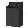 ADORNEVE Black Nightstand Set of 2,Night Stand with Charging Station & Hutch,Bedside Table with 4 Drawers,Large Nightstands Set of 2,Night Stands for Bedrooms,Side Tables Bedroom view 2