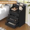 ADORNEVE Black Nightstand Set of 2,Night Stand with Charging Station & Hutch,Bedside Table with 4 Drawers,Large Nightstands Set of 2,Night Stands for Bedrooms,Side Tables Bedroom view 4
